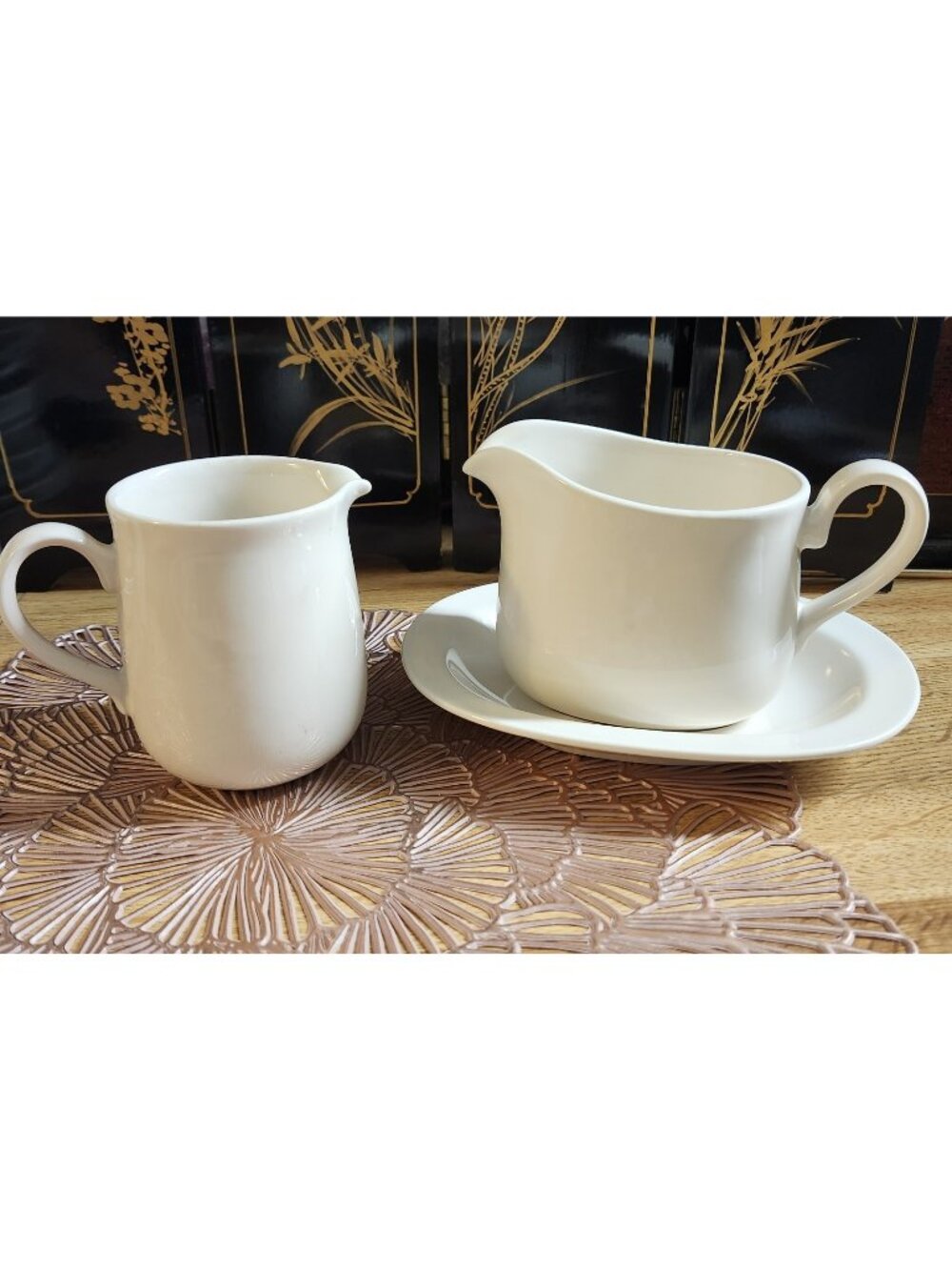 Corning Ware Creamer, Gravy Boat & Underplate Cream USA Corningware